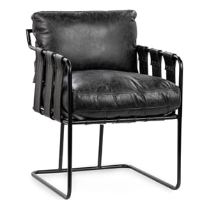 Classic Home Strapling Leather Dining Chair Black