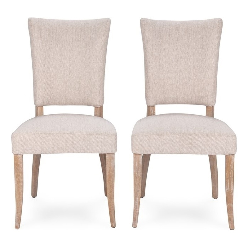 Classic Home Ronan Set of 2 Upholstered Polyester Fabric Dining Chair Sand Beige