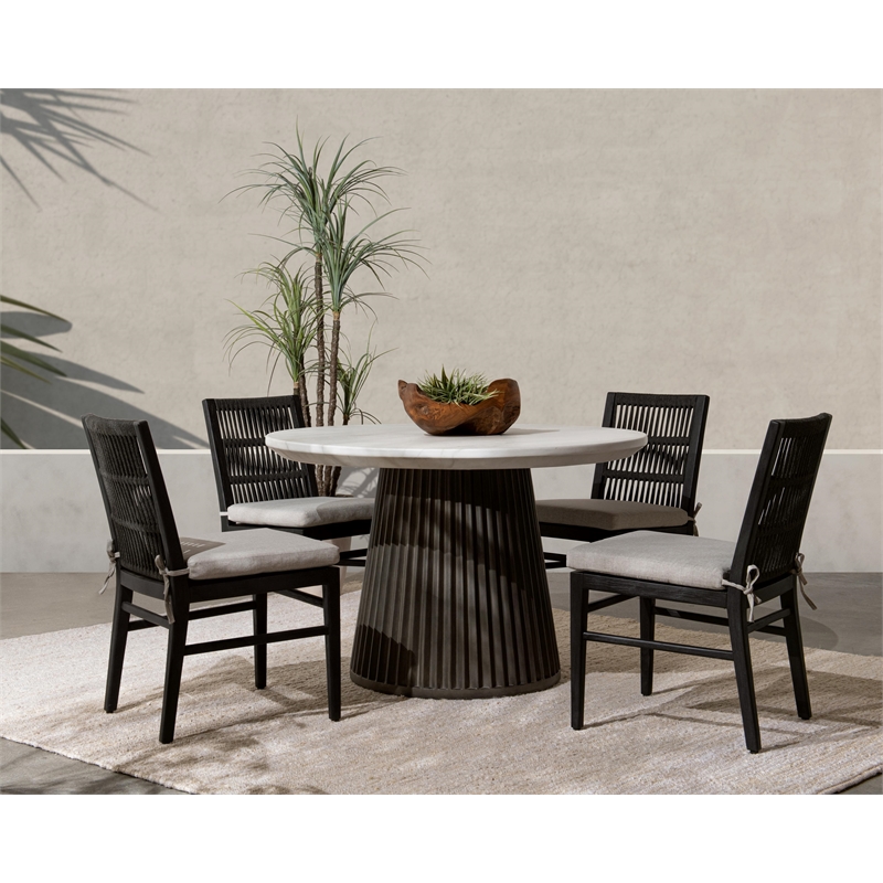 Classic Home Caspia Outdoor Concrete Round Dining Table Gray