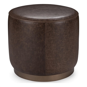 Classic Home Clair Leather Round End Table Dark Brown