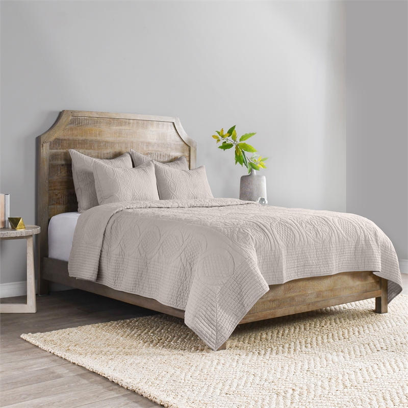 Villa by Classic Home Anessa Taupe Queen Cotton Quilt