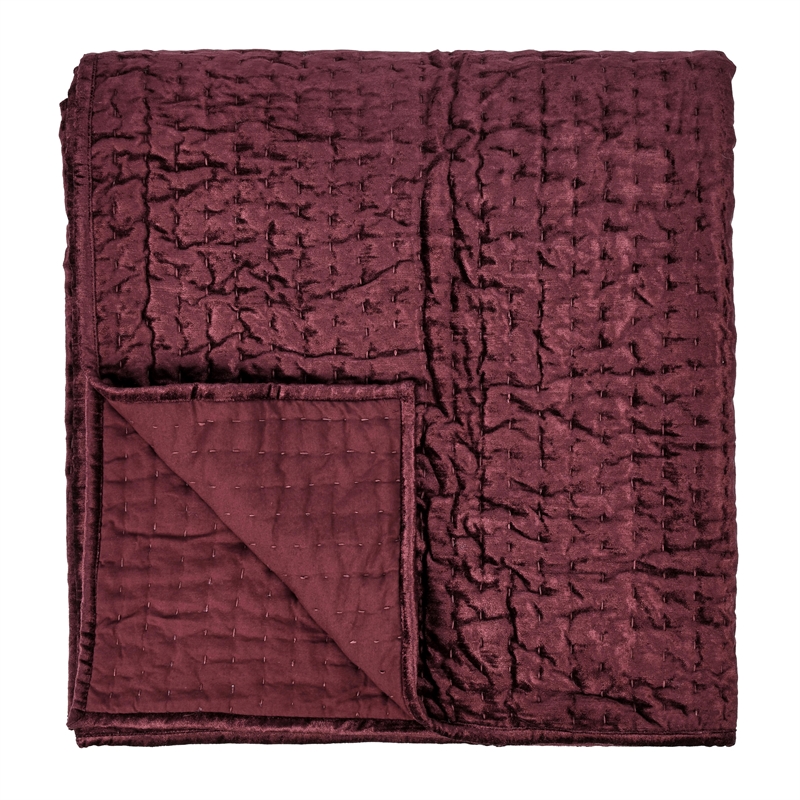 Villa by Classic Home Bari Velvet Port Red King Quilt