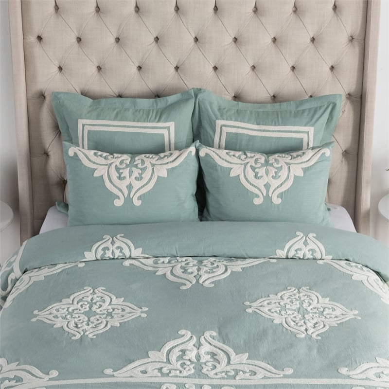 Villa by Classic Home Patrina Blue Surf Cotton King Sham