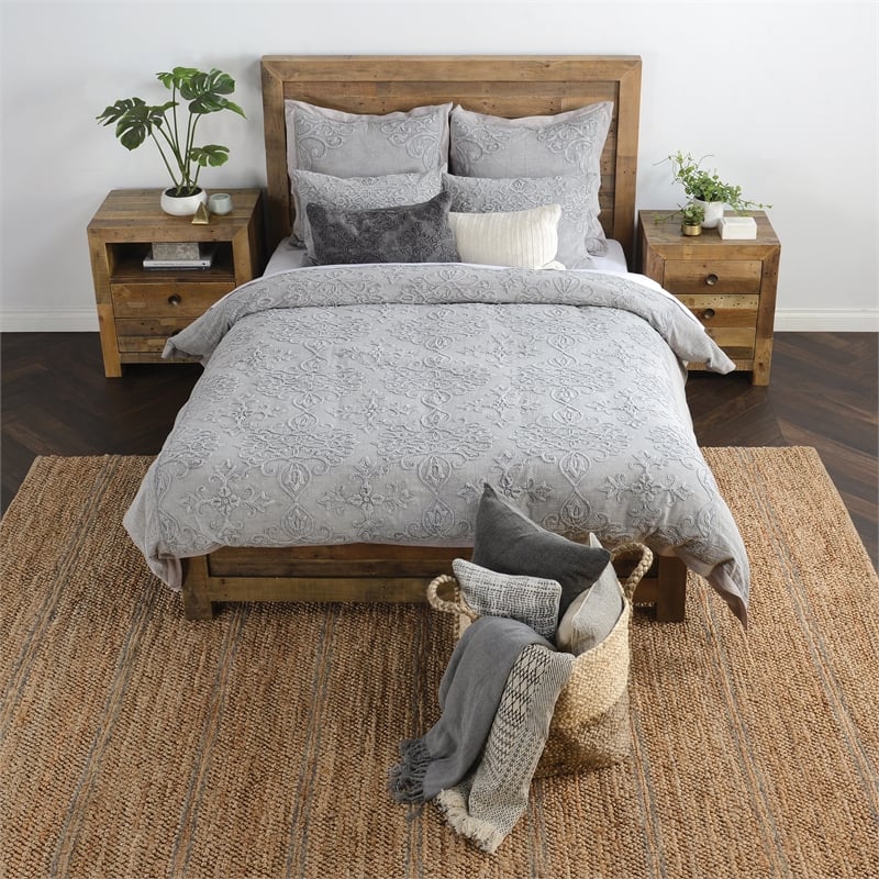 Villa by Classic Home Reagan Gray Cotton Euro Sham