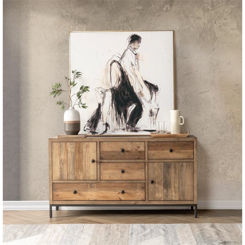 Kosas Home 4-Drawer 2-Door Reclaimed Pine Wood Sideboard Buffet
