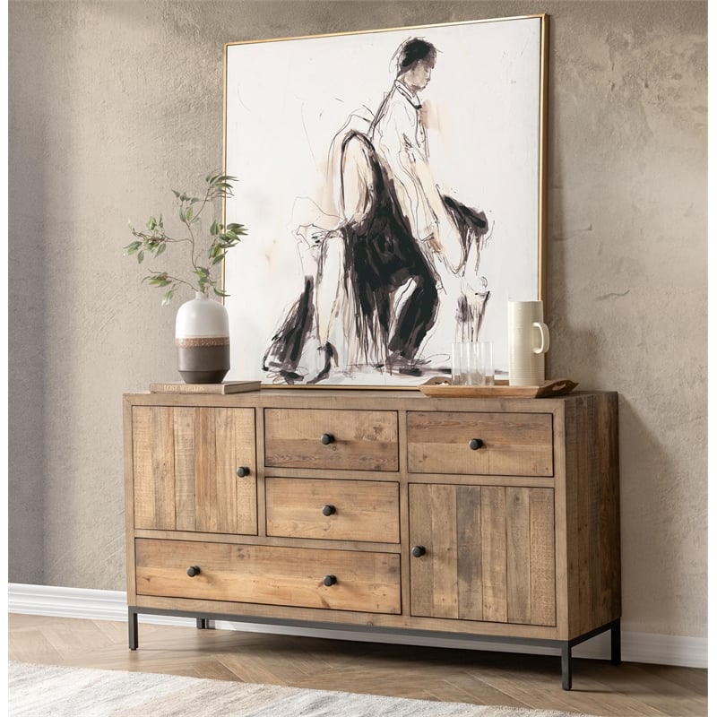 Kosas Home 4-Drawer 2-Door Reclaimed Pine Wood Sideboard Buffet