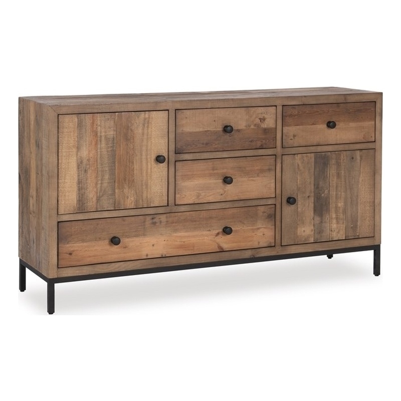 Kosas Home 4-Drawer 2-Door Reclaimed Pine Wood Sideboard Buffet