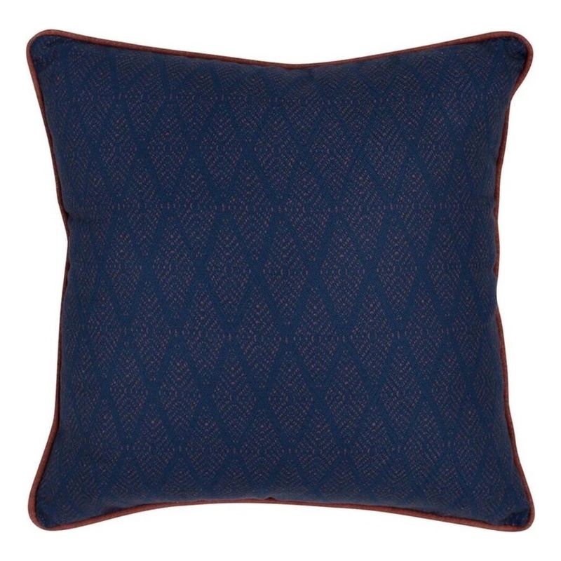 Villa by Classic Home Terranea 22x22 Fabric Throw Pillow Dark Blue/Red