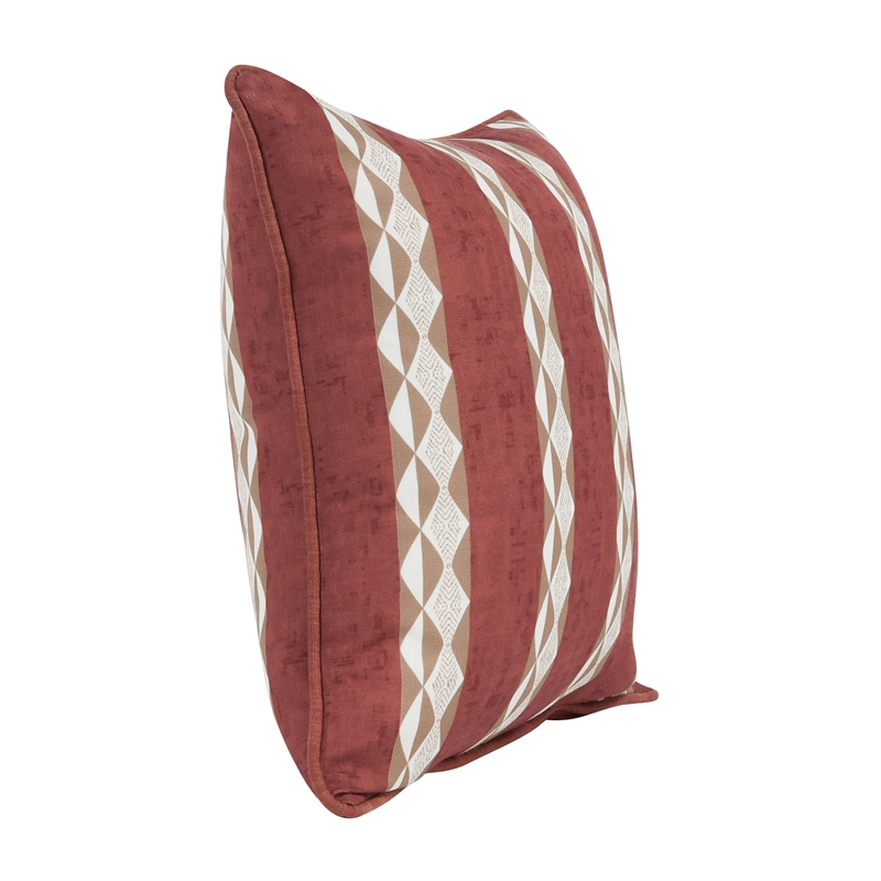 Villa by Classic Home Terranea 18x18 Fabric Throw Pillow Clay Red