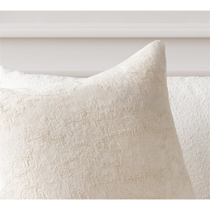 Villa by Classic Home Oliver 22in Chenille Fabric Blend Throw Pillow Ivory