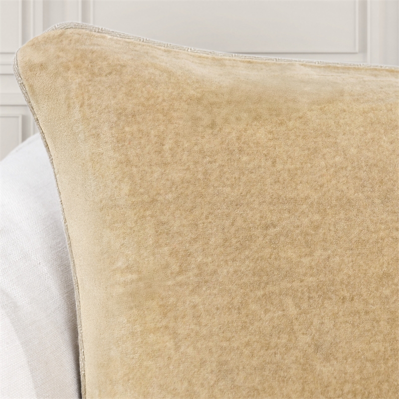 Villa by Classic Home Heirloom 22in Velvet Throw Pillow Wheat