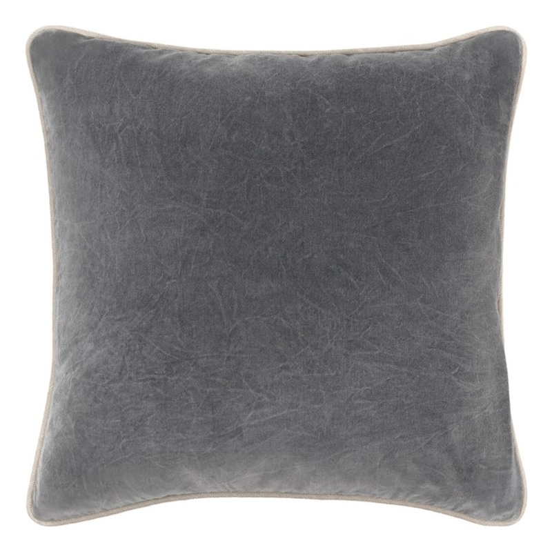 Villa by Classic Home Heirloom 22in Velvet Throw Pillow Stone Gray