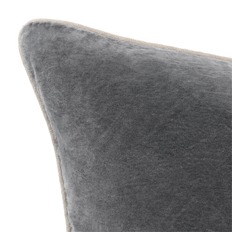 Villa by Classic Home Heirloom 22in Velvet Throw Pillow Stone Gray