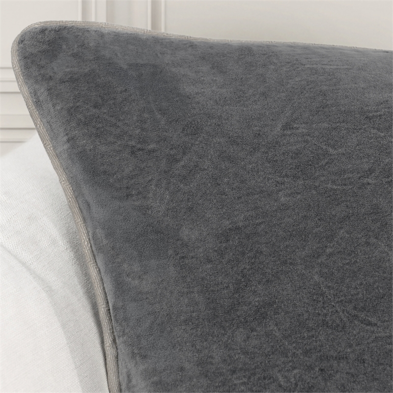Villa by Classic Home Heirloom 22in Velvet Throw Pillow Stone Gray