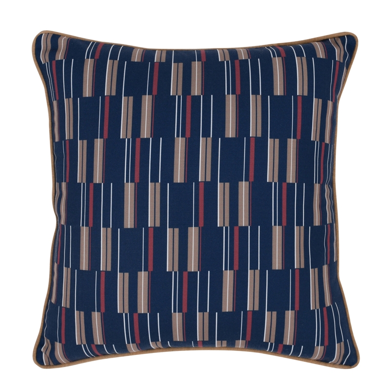 Villa by Classic Home Nantucket 22x22 Fabric Throw Pillow Blue Multi-Color