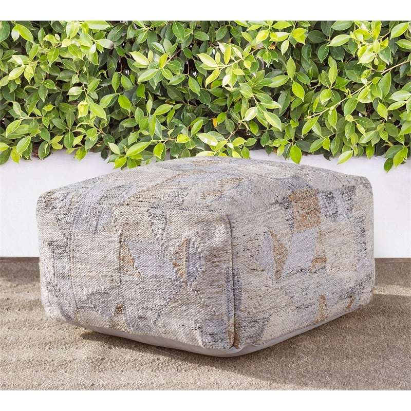 Villa by Classic Home Savanna Indoor and Outdoor Fabric Pouf Multi-Color