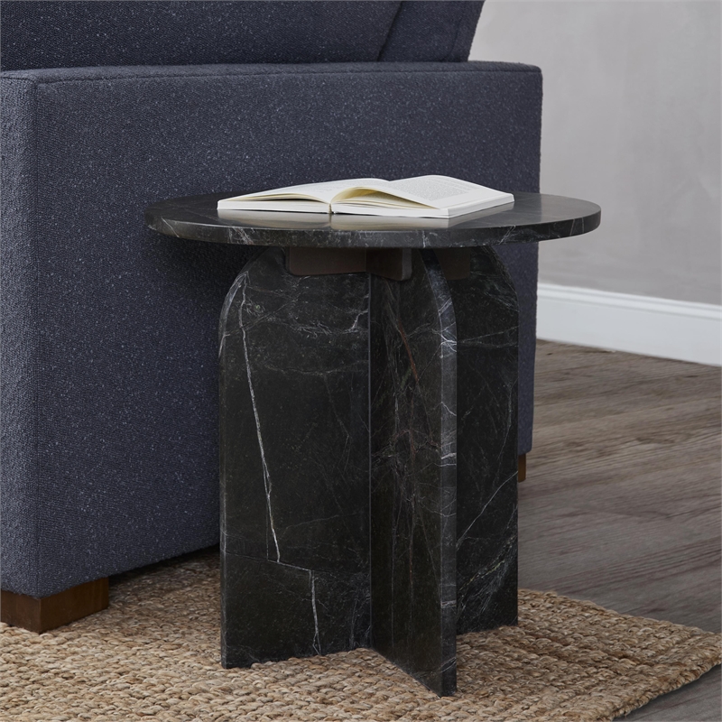 Classic Home Reilly Marble End Table in Green
