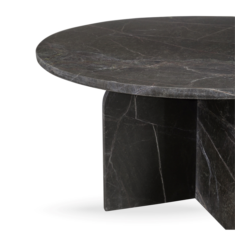 Classic Home Reilly Marble Round Coffee Table in Green