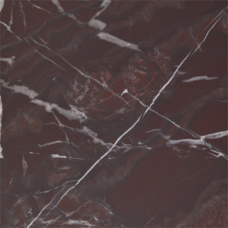 Classic Home Reilly Marble Round Coffee Table in Red