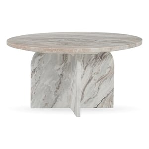Classic Home Reilly Marble Round Coffee Table in Gray