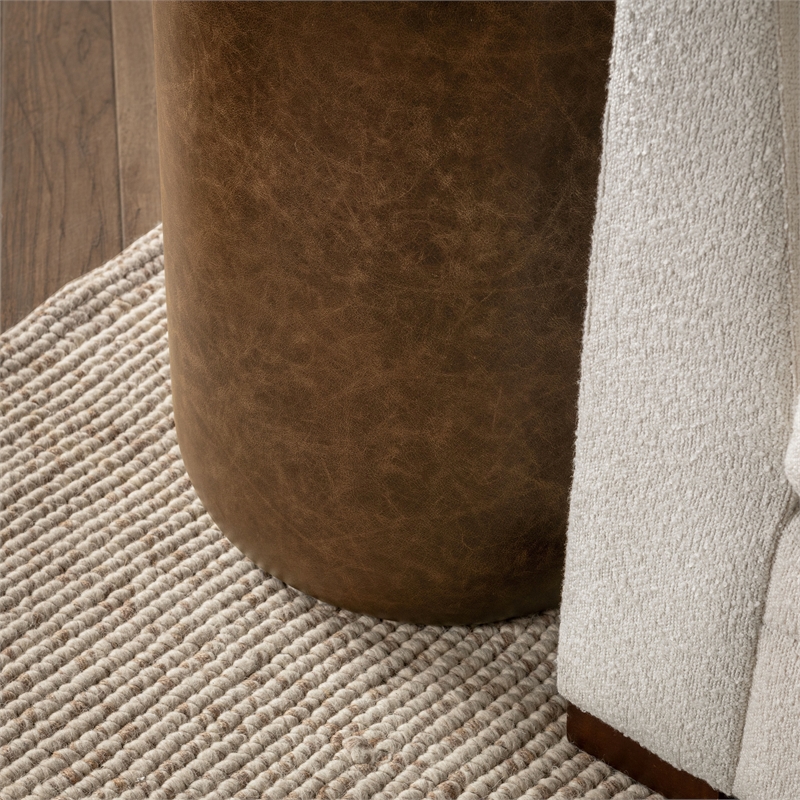 Classic Home Andra Mango Wood Leather Wrap Accent End Table in Chestnut