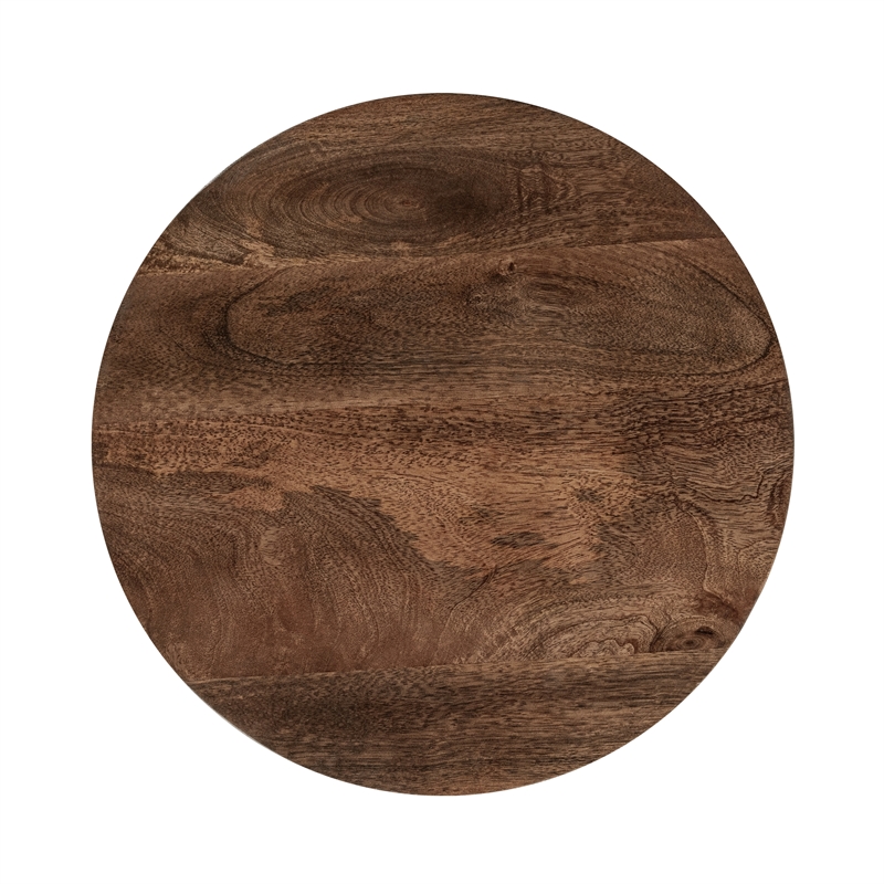 Classic Home Andra Mango Wood Leather Wrap Accent End Table in Chestnut