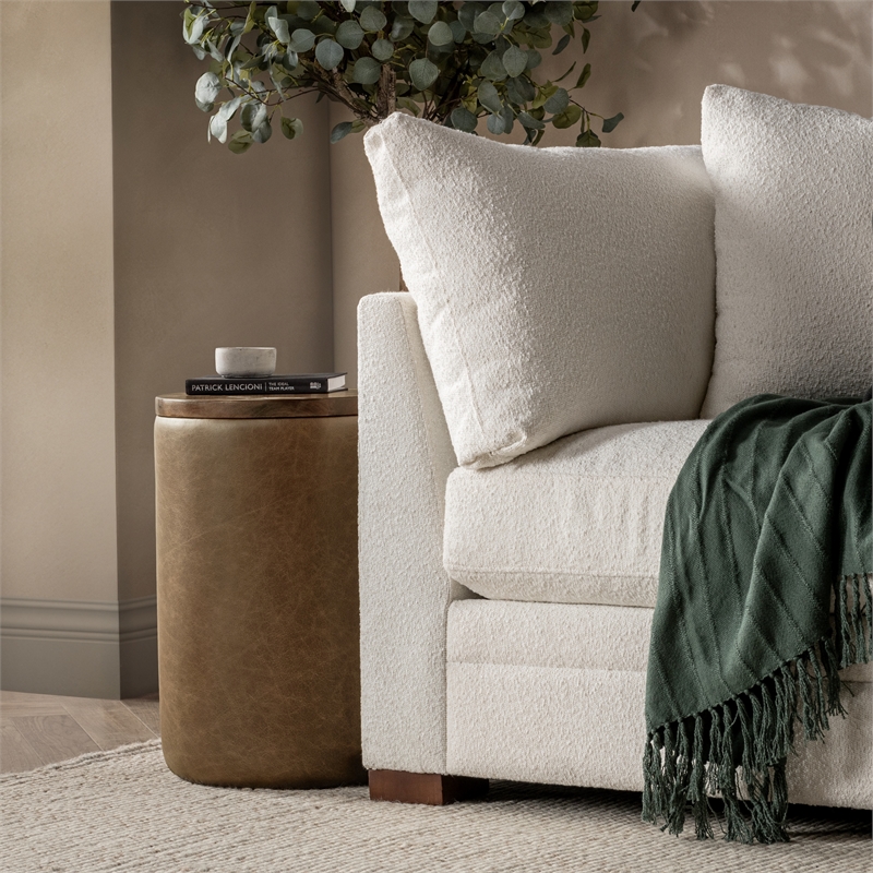 Classic Home Andra Mango Wood Leather Wrap Accent End Table in Chestnut
