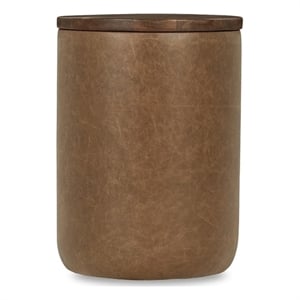 Classic Home Andra Mango Wood Leather Wrap Accent End Table in Chestnut