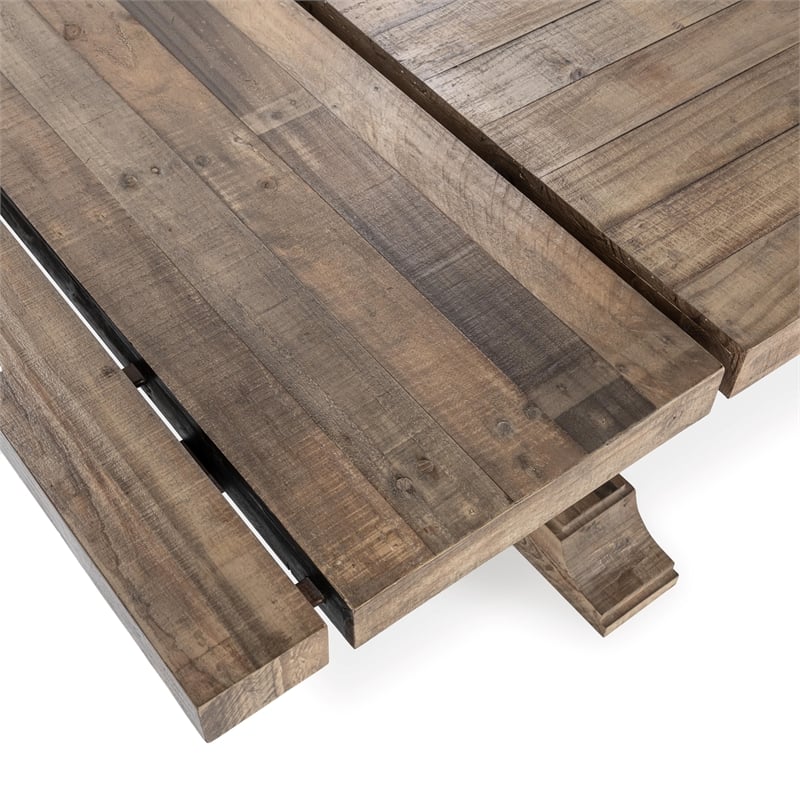 Kosas Home Reclaimed Pine Wood Extendable Dining Table in Aged Pine