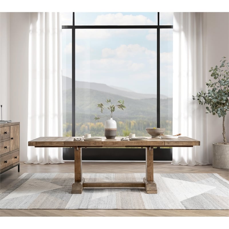 Kosas Home Reclaimed Pine Wood Extendable Dining Table in Aged Pine