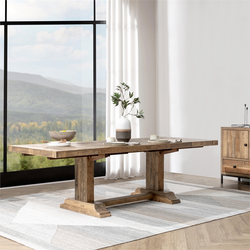 Kosas Home Reclaimed Pine Wood Extendable Dining Table in Aged Pine