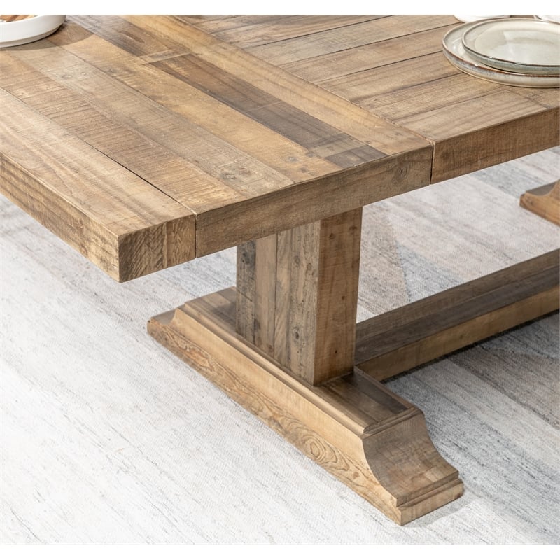 Kosas Home Reclaimed Pine Wood Extendable Dining Table in Aged Pine
