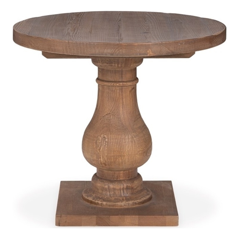 Kosas Home Biltmore Reclaimed Pine Wood Round End Table in Mission Brown