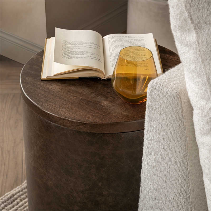 Classic Home Andra Mango Wood Accent End Table in Cocoa Brown