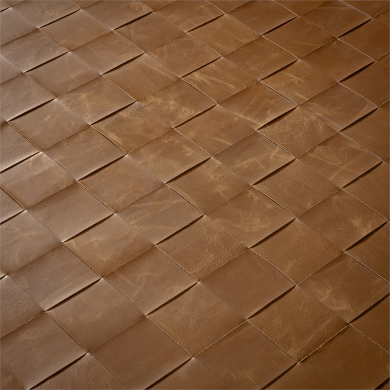 Classic Concepts Aristo Leather Square Cocktail Ottoman in Chestnut