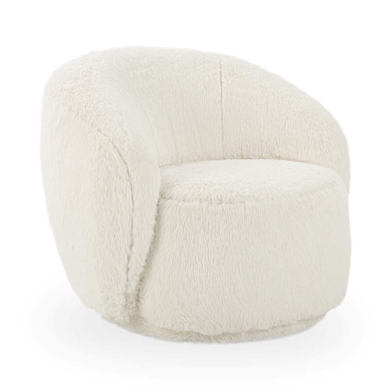 Classic Concepts Adley Upholstered Fabric Plush Swivel Chair in Vanilla