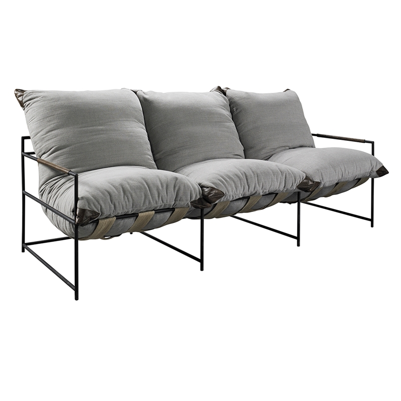 Classic Concepts Palermo Fabric and Iron Sofa in Gray