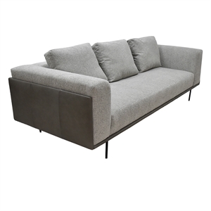 Classic Concepts Sinclair Fabric and Leather Sofa in Gray