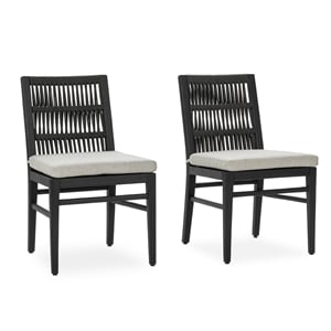 Classic Concepts Westville Set of 2 Outdoor Mahogany Wood Dining Chair in Black