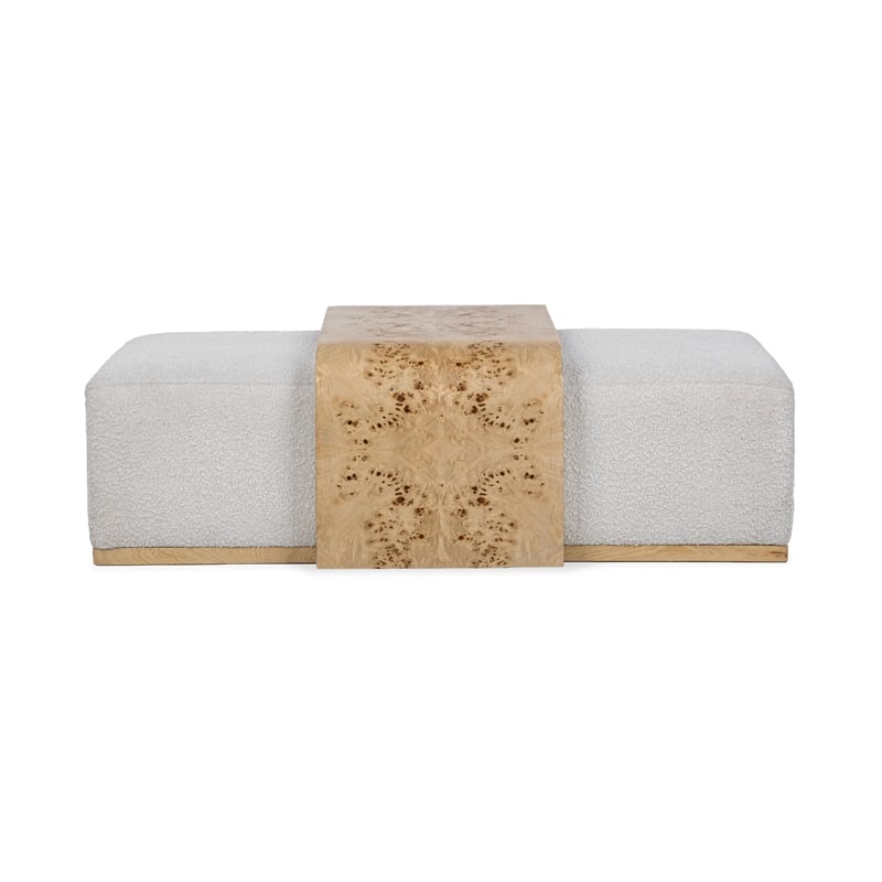 Classic Concepts Kenan Upholstered Fabric Cocktail Coffee Table in Ivory
