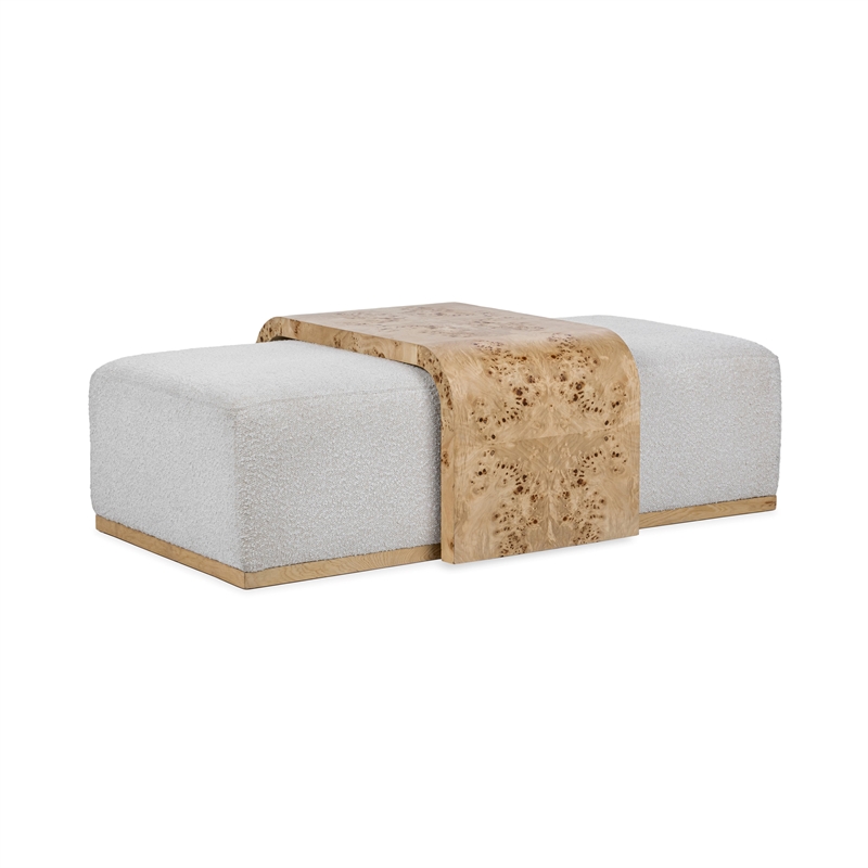 Classic Concepts Kenan Upholstered Fabric Cocktail Coffee Table in Ivory