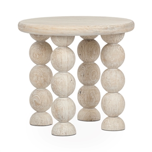 Classic Concepts Adir Solid Mango Wood Round End Table in Cream