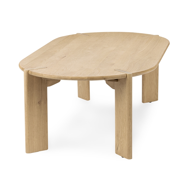 Classic Concepts Kering Oak Wood Oval Coffee Table in Natural