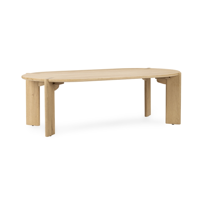 Classic Concepts Kering Oak Wood Oval Coffee Table in Natural