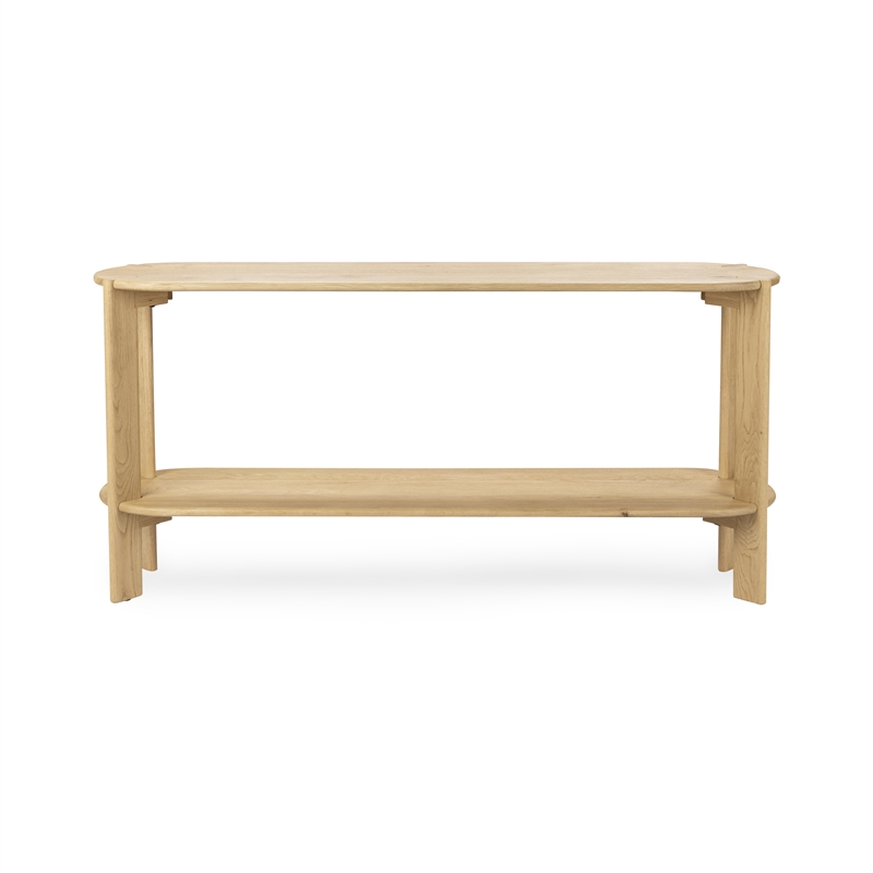 Classic Concepts Kering Oak Wood Oval Console Table in Natural