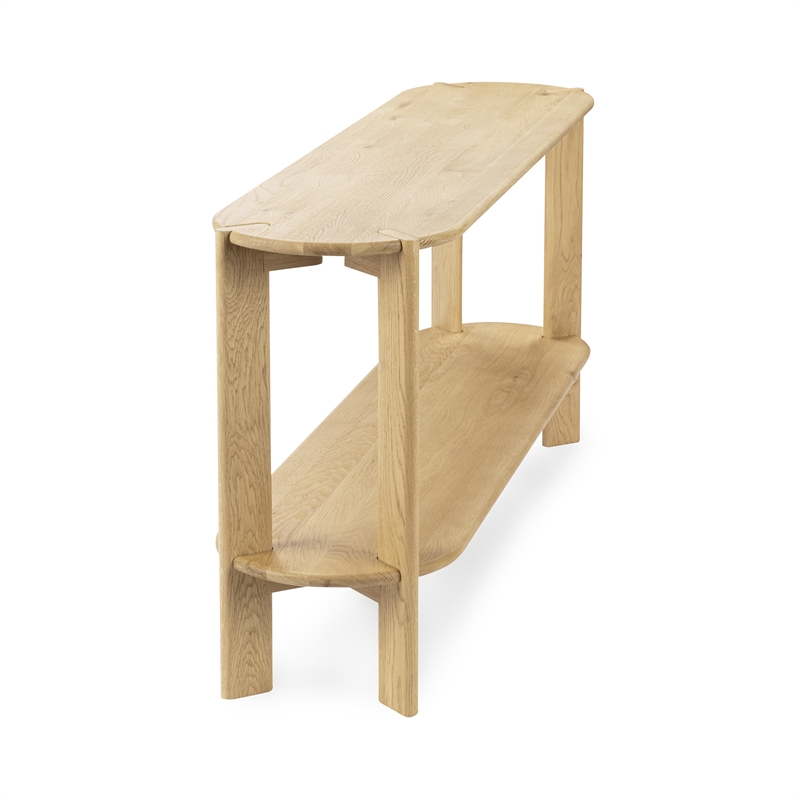 Classic Concepts Kering Oak Wood Oval Console Table in Natural