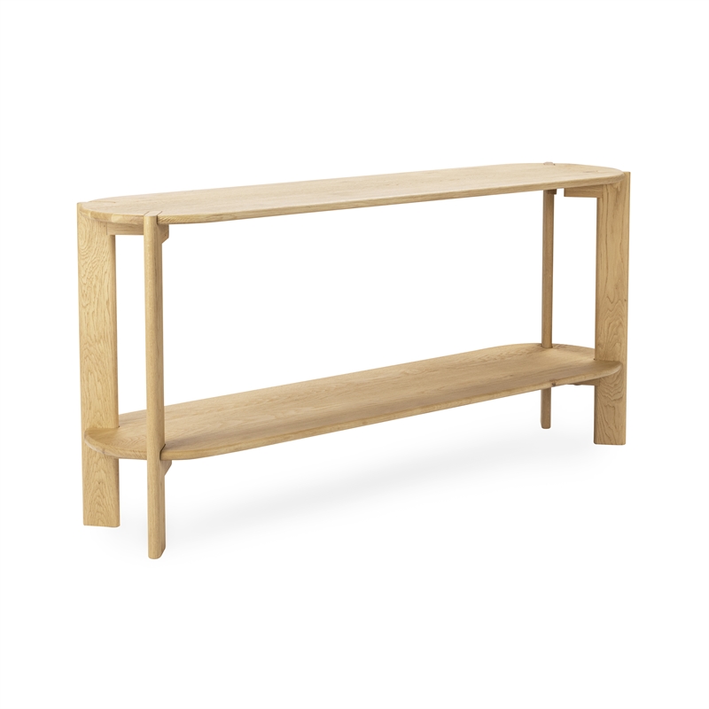 Classic Concepts Kering Oak Wood Oval Console Table in Natural