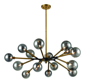 elk home starting point 15-light contemporary glass chandelier in brass/black