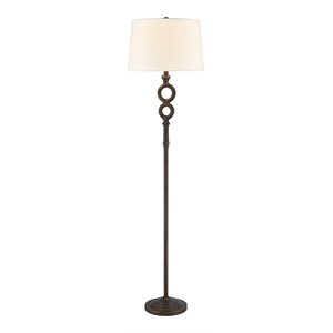elk home hammered home 1-light transitional metal floor lamp in bronze/natural