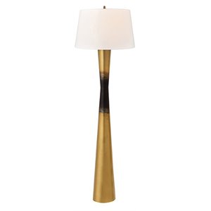 elk home farley 1-light transitional metal and linen floor lamp in brass